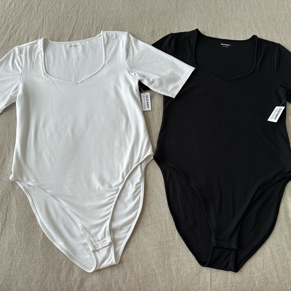 Women's Black and White Bodysuit Set